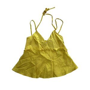 JAAF Ruffled Silk Top in Lemon Yellow